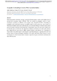 Geographic Confounding in Genome-Wide Association Studies
