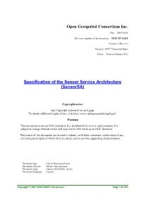 Specification of the Sensor Service Architecture (Sensorsa)