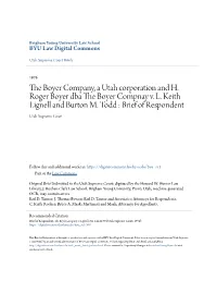 The Boyer Company, a Utah Corporation and H. Roger Boyer Dba the Boyer Compnay V