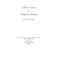 A Short Course Computer Viruses