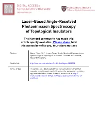 Laser-Based Angle-Resolved Photoemission Spectroscopy of Topological Insulators