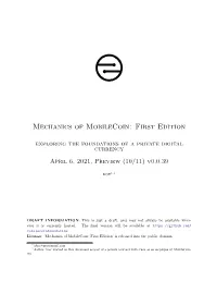 Mechanics of Mobilecoin: First Edition