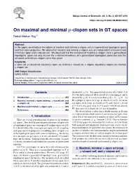 On Maximal and Minimal Μ-Clopen Sets in GT Spaces Rebati Mohan Roy1*