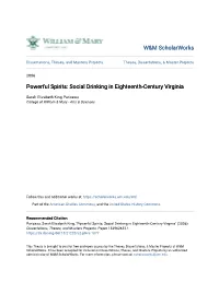 Powerful Spirits: Social Drinking in Eighteenth-Century Virginia