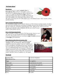 The Poppy Appeal Introduction Every Year in the UK, Around Armistice