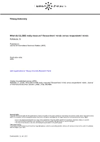 Tilburg University What Did GLOBE Really Measure? Researchers
