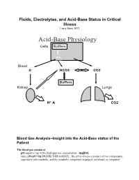 Acid-Base Physiology Cells Buffers