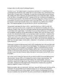 An Open Letter to CUSU and All Cambridge Students Time Has Run