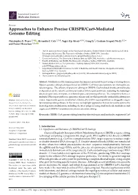 Approaches to Enhance Precise CRISPR/Cas9-Mediated Genome Editing