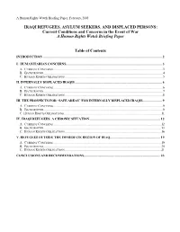 IRAQI REFUGEES, ASYLUM SEEKERS, and DISPLACED PERSONS: Current Conditions and Concerns in the Event of War a Human Rights Watch Briefing Paper