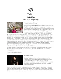 La Bohème Cast 2020 Biography