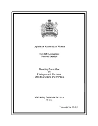 Legislative Assembly of Alberta the 29Th Legislature Second Session
