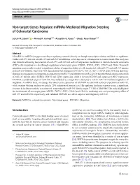 Non-Target Genes Regulate Mirnas-Mediated Migration Steering of Colorectal Carcinoma