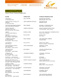 PIERS HAMPTON Visual Effects Producer/Supervisor