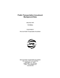 Public Transportation Investment Background Data