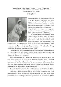SO WHO the HELL WAS ALICE ANYWAY? the Naming of Alice Springs by Greg Barron