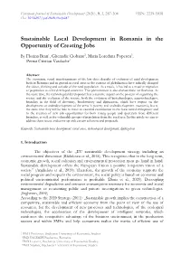 Sustainable Local Development in Romania in the Opportunity of Creating Jobs