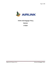 Airlink (4Z) Baggage Policy Bulletin 01/2021