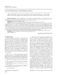 Cervical Variations of the Phrenic Nerve