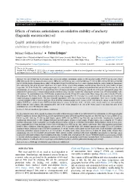 Effects of Various Antioxidants on Oxidative Stability of Anchovy