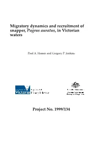 Migratory Dynamics and Recruitment of Snapper, Pagrus Auratus, in Victorian Waters
