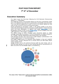 POST-ELECTION REPORT 7Th-9Th of December Executive Summary