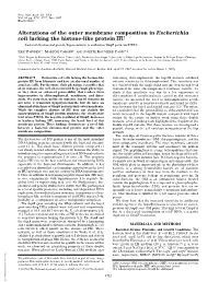 Alterations of the Outer Membrane Composition in Escherichia Coli Lacking the Histone-Like Protein HU