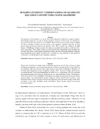 Building Students' Understanding of Quadratic Equation Concept Using