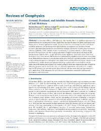 Ground, Proximal, and Satellite Remote Sensing of Soil Moisture