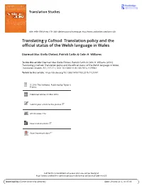 Translation Policy and the Official Status of the Welsh Language in Wales