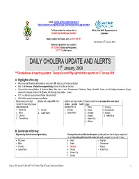 DAILY CHOLERA UPDATE and ALERTS 17Th January, 2009 ***Completeness of Reporting Updated