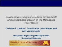 Developing Strategies to Reduce Ravine, Bluff and Streambank Erosion in the Minnesota River Basin