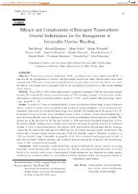 Efficacy and Complications of Emergent Transcatheter Arterial Embolization for the Management of Intractable Uterine Bleeding