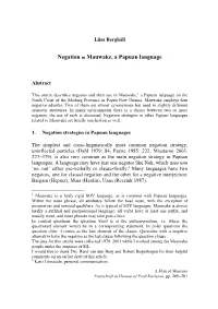 Negation in Mauwake, a Papuan Language