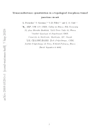 Transconductance Quantization in a Topological Josephson Tunnel Junction Circuit