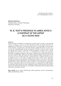 W. B. Yeat's Presence in James Joyce's a Portrait of The