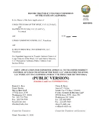 Before the Public Utilities Commission of the State Of