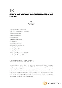 Ethical Obligations and the Manager: Case Studies