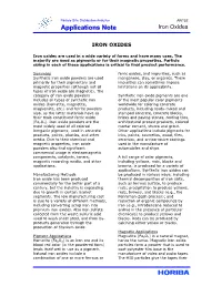 Iron Oxides Aapppplliiccaattiioonnss Nnoottee