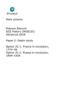 Mark Scheme Pearson Edexcel GCE History