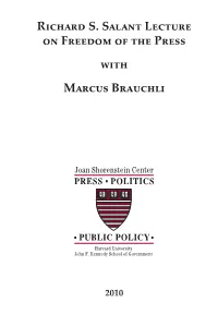Richard S. Salant Lecture on Freedom of the Press with Marcus Brauchli