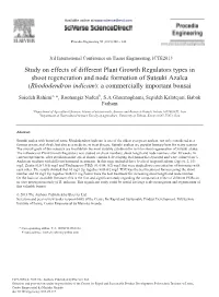 Study on Effects of Different Plant Growth Regulators