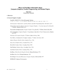 Where to Find More Information About Computer Graphics, Parallel Programming, and Related Topics