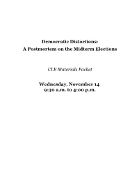 A Postmortem on the Midterm Elections CLE Materials Packet