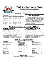AFL Championship Game Starting Pitchers
