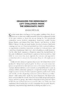Organized for Democracy? Left Challenges Inside the Democratic Party