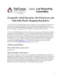 Plastics Reduction Bylaws Faqs