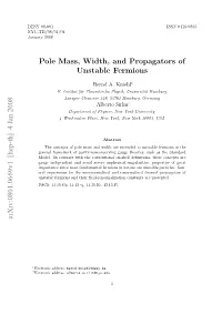 Pole Mass, Width, and Propagators of Unstable Fermions
