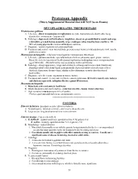 Protozoan Appendix (This Is Supplemental Material That Will NOT Be on Exams)