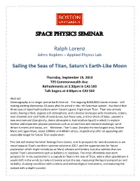 Ralph Lorenz Johns Hopkins – Applied Physics Lab